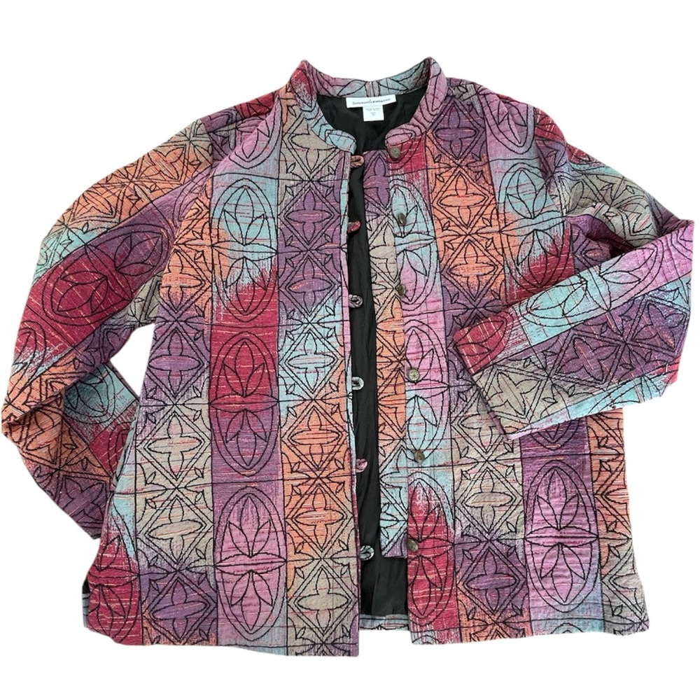 Serengueti Embroidered Quilted Jacket Colorful Geometric Women's‎ Size XL